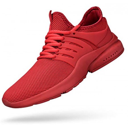 Men's Non Slip Gym Sneakers Lightweight Breathable Athletic Running Walking Tennis Shoes Red